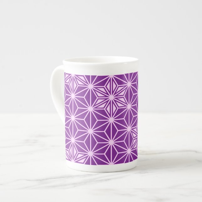 Japanese Asanoha pattern - amethyst purple Bone China Mug (Front Left)