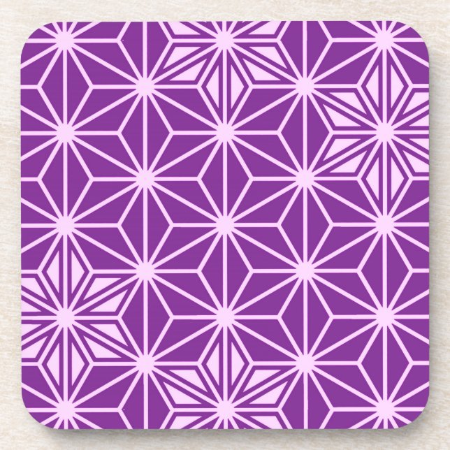 Japanese Asanoha pattern - amethyst purple Coaster (Front)