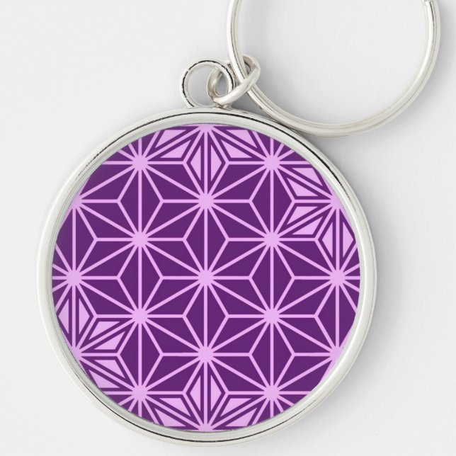 Japanese Asanoha pattern - amethyst purple Key Ring (Front)