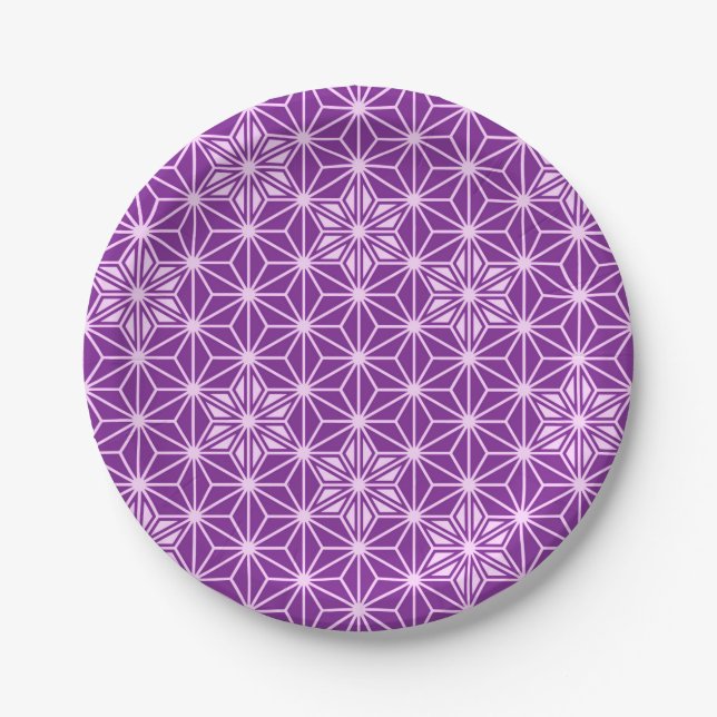 Japanese Asanoha pattern - amethyst purple Paper Plate (Front)