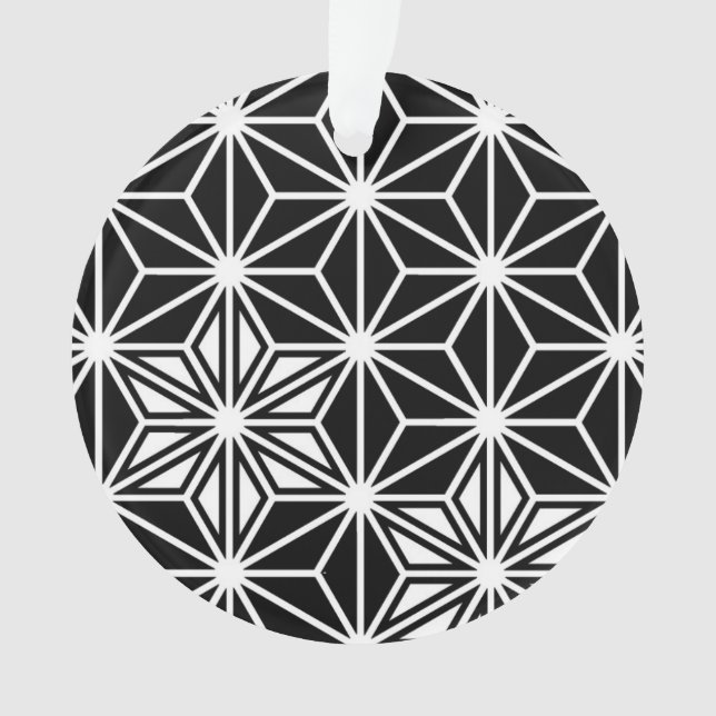 Japanese Asanoha pattern - black and white Ornament (Front)