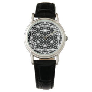 Japanese Asanoha pattern - black and white Watch