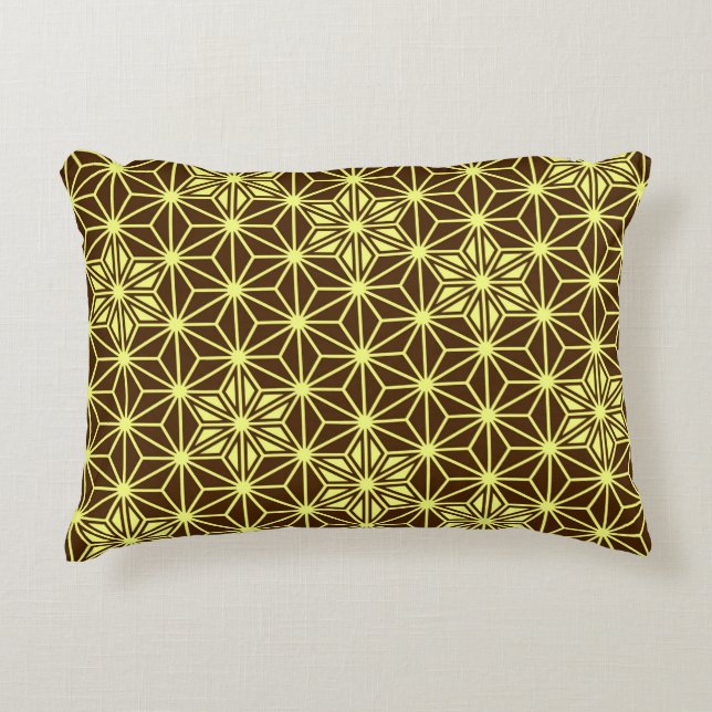 Japanese Asanoha pattern - brown and yellow Decorative Cushion (Front)