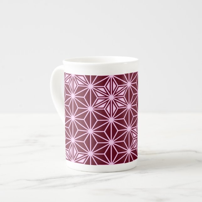 Japanese Asanoha pattern - burgundy Bone China Mug (Front Left)