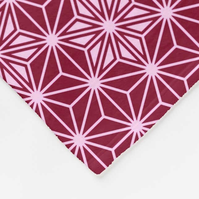 Japanese Asanoha pattern - burgundy Fleece Blanket (Corner)