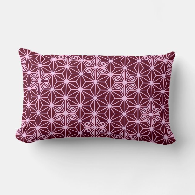 Japanese Asanoha pattern - burgundy Lumbar Cushion (Front)