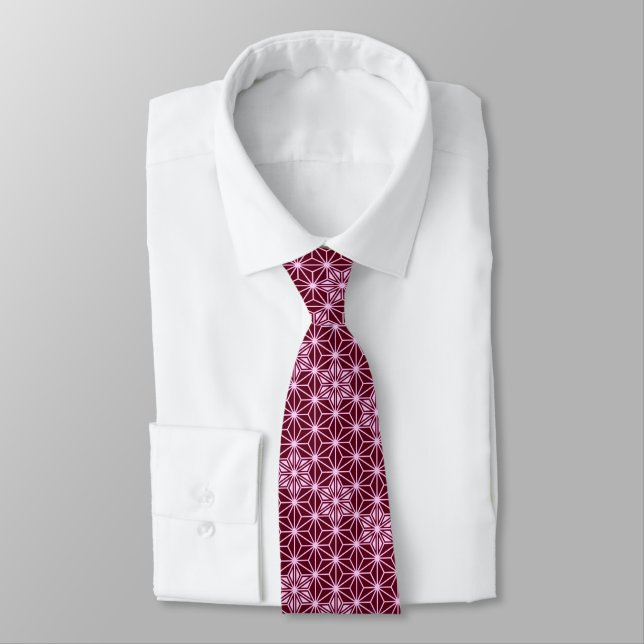 Japanese Asanoha pattern - burgundy Tie (Tied)