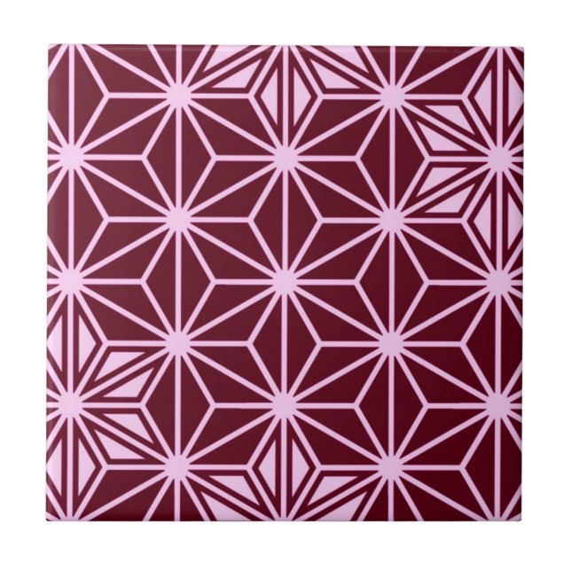 Japanese Asanoha pattern - burgundy Tile (Front)