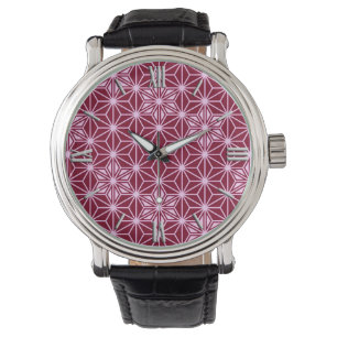 Japanese Asanoha pattern - burgundy Watch