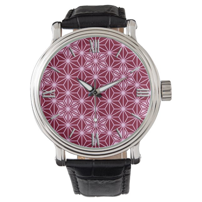 Japanese Asanoha pattern - burgundy Watch (Front)
