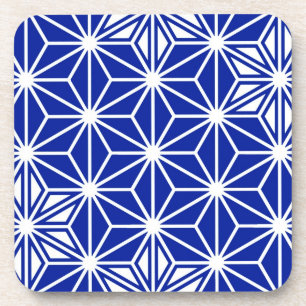 Japanese Asanoha pattern - cobalt blue Coaster