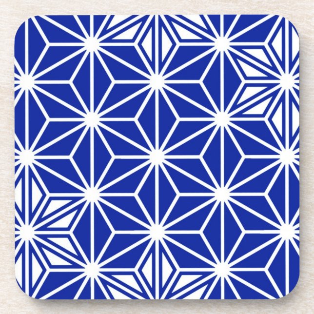 Japanese Asanoha pattern - cobalt blue Coaster (Front)