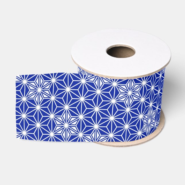 Japanese Asanoha pattern - cobalt blue Grosgrain Ribbon (Spool)