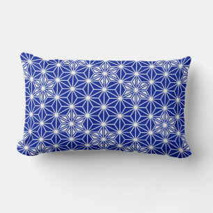 Japanese Asanoha pattern - cobalt blue Lumbar Cushion