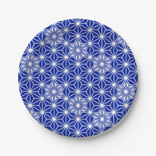 Japanese Asanoha pattern - cobalt blue Paper Plate