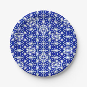 Japanese Asanoha pattern - cobalt blue Paper Plate