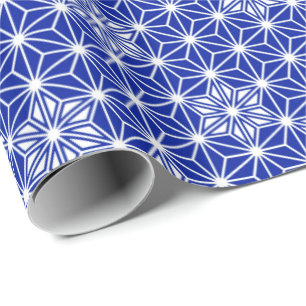 Japanese Asanoha pattern - cobalt blue Wrapping Paper