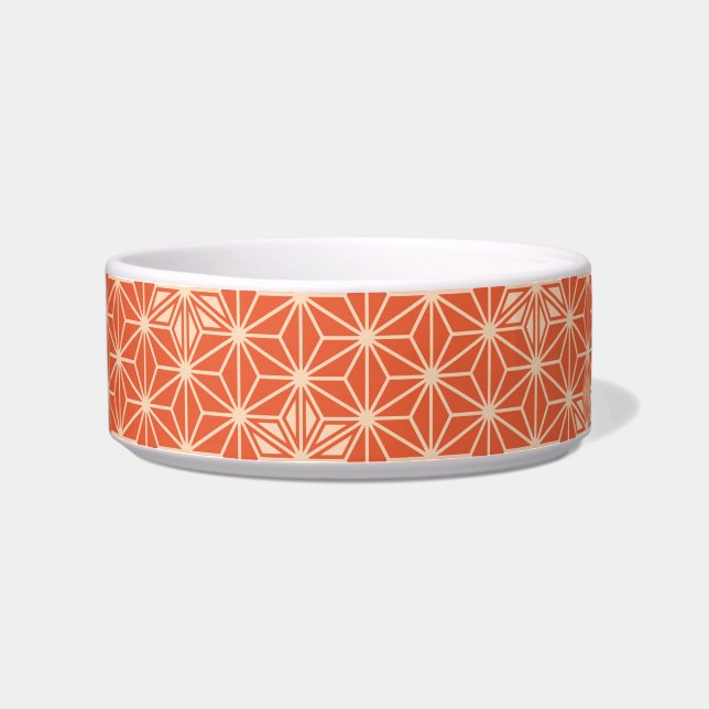 Japanese Asanoha pattern - coral orange Bowl (Left)