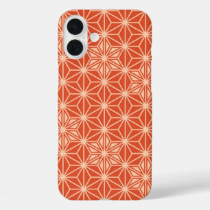 Japanese Asanoha pattern - coral orange iPhone 16 Plus Case