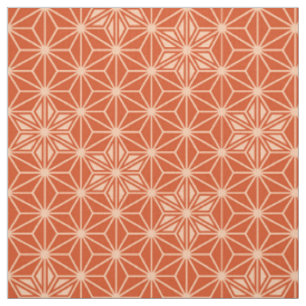 Japanese Asanoha pattern - coral orange Fabric