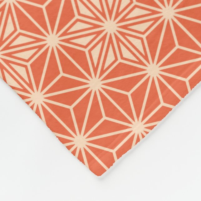Japanese Asanoha pattern - coral orange Fleece Blanket (Corner)