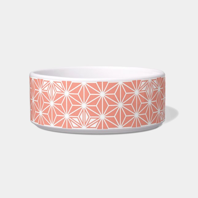 Japanese Asanoha pattern - coral pink Bowl (Left)