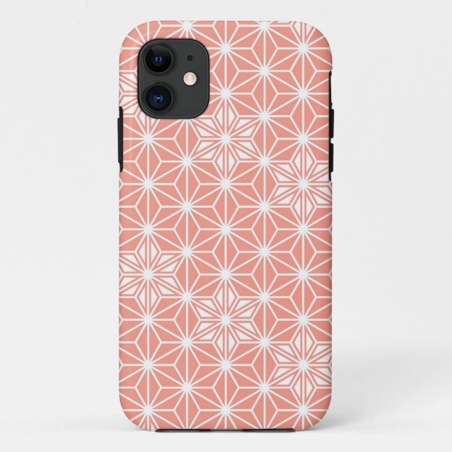 Japanese Asanoha pattern - coral pink Case-Mate iPhone Case (Back)