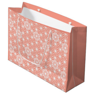 Japanese Asanoha pattern - coral pink Large Gift Bag