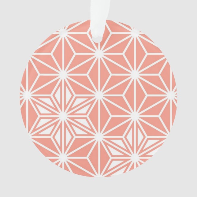 Japanese Asanoha pattern - coral pink Ornament (Front)