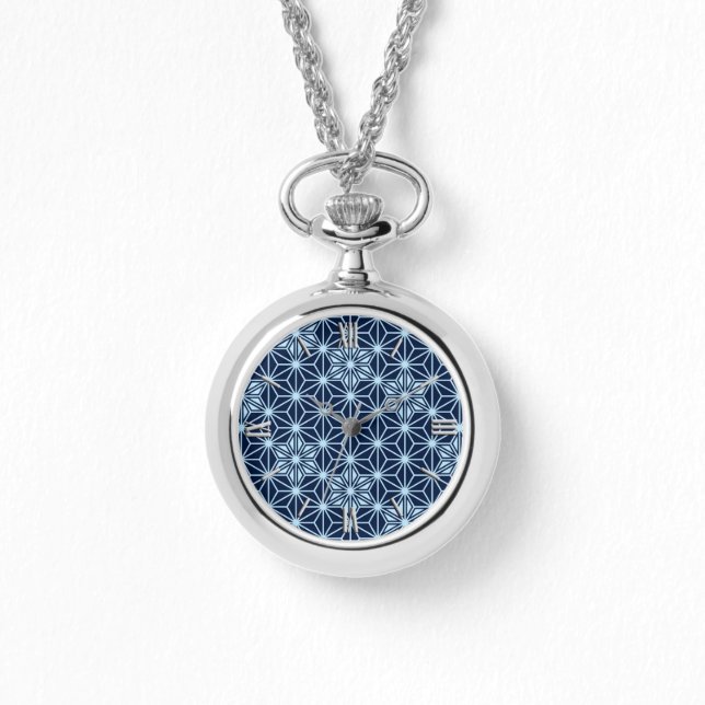 Japanese Asanoha pattern - dark indigo blue Watch (Front)