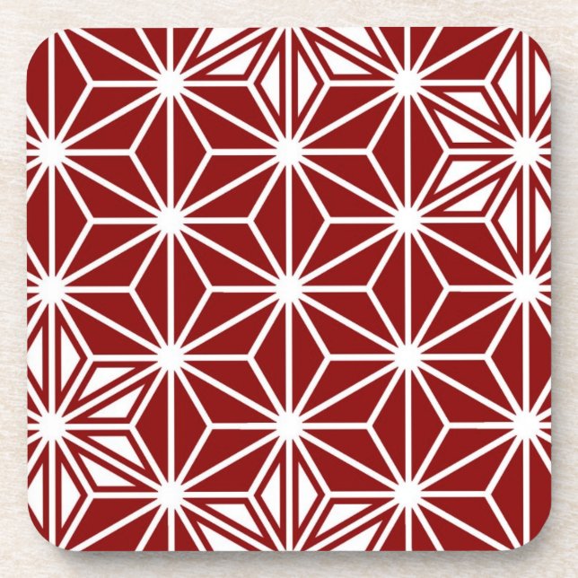Japanese Asanoha pattern - dark red Coaster (Front)