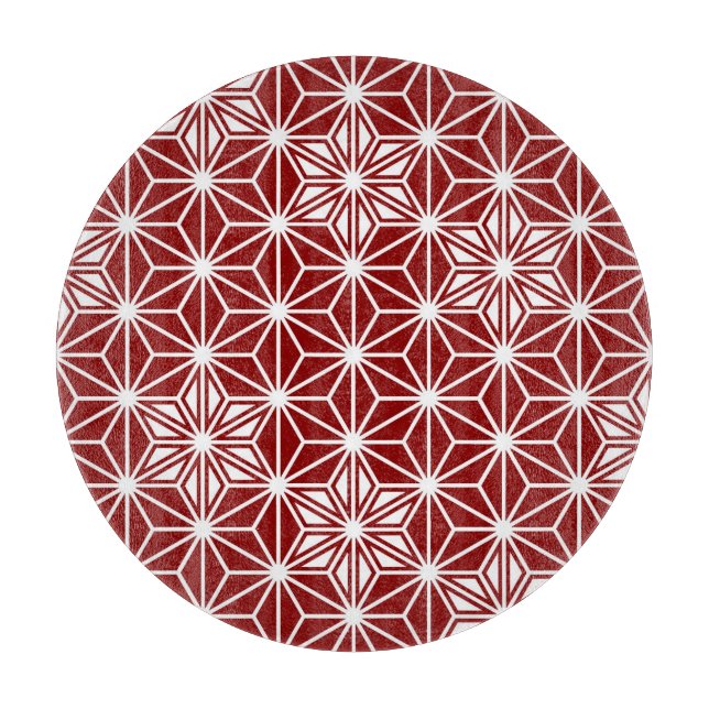 Japanese Asanoha pattern - dark red Cutting Board (Front)