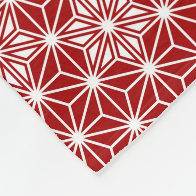 Japanese Asanoha pattern - dark red Fleece Blanket (Corner)