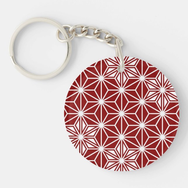 Japanese Asanoha pattern - dark red Key Ring (Front)