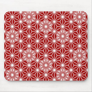 Japanese Asanoha pattern - dark red Mouse Pad