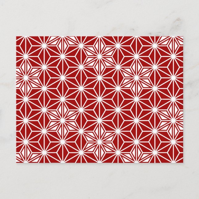 Japanese Asanoha pattern - dark red Postcard (Front)
