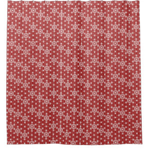 Japanese Asanoha Pattern, Deep Red & White Shower Curtain