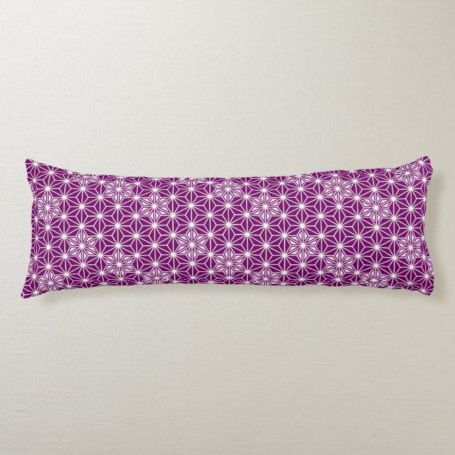 Japanese Asanoha pattern - eggplant purple Body Cushion (Front)