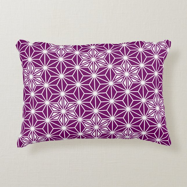 Japanese Asanoha pattern - eggplant purple Decorative Cushion (Front)