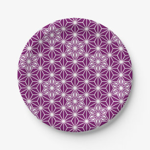 Japanese Asanoha pattern - eggplant purple Paper Plate