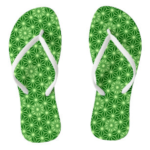 Japanese Asanoha Pattern, Emerald and Lime Green Jandals
