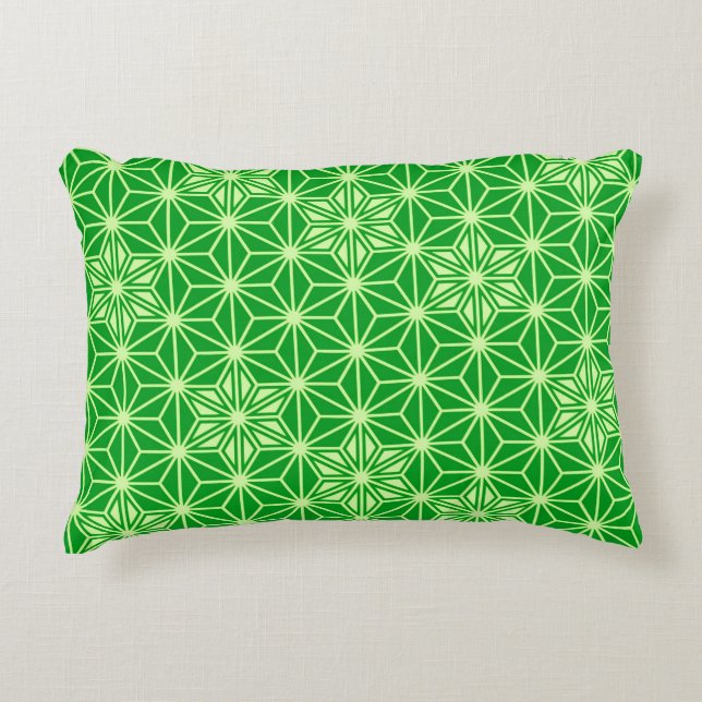 Japanese Asanoha pattern - emerald green Decorative Cushion (Front)