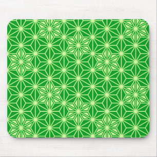 Japanese Asanoha pattern - emerald green Mouse Pad