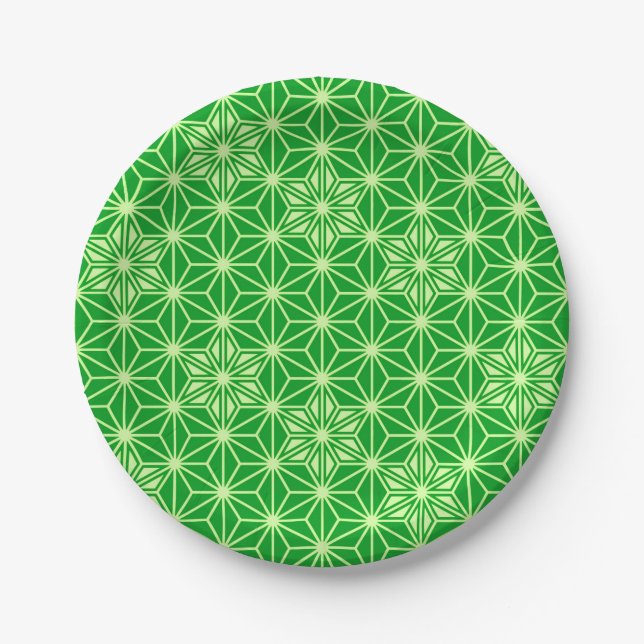 Japanese Asanoha pattern - emerald green Paper Plate (Front)