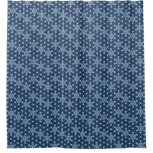 Japanese Asanoha Pattern, Indigo and Light Blue Shower Curtain
