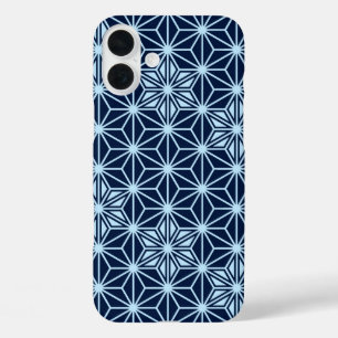 Japanese Asanoha pattern - indigo blue iPhone 16 Plus Case