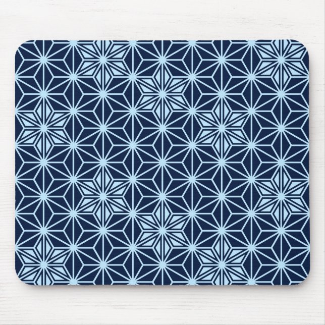 Japanese Asanoha pattern - Indigo Blue Mouse Pad (Front)