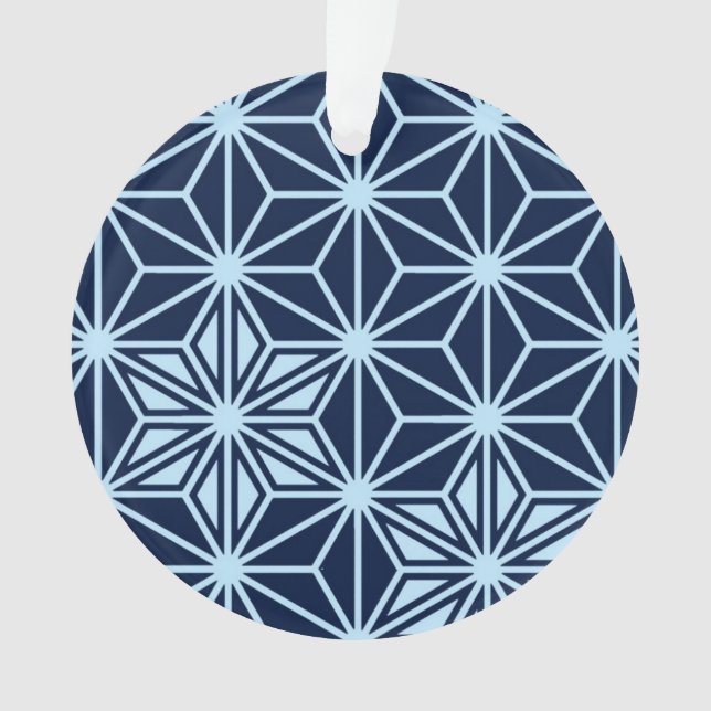 Japanese Asanoha pattern - Indigo Blue Ornament (Front)