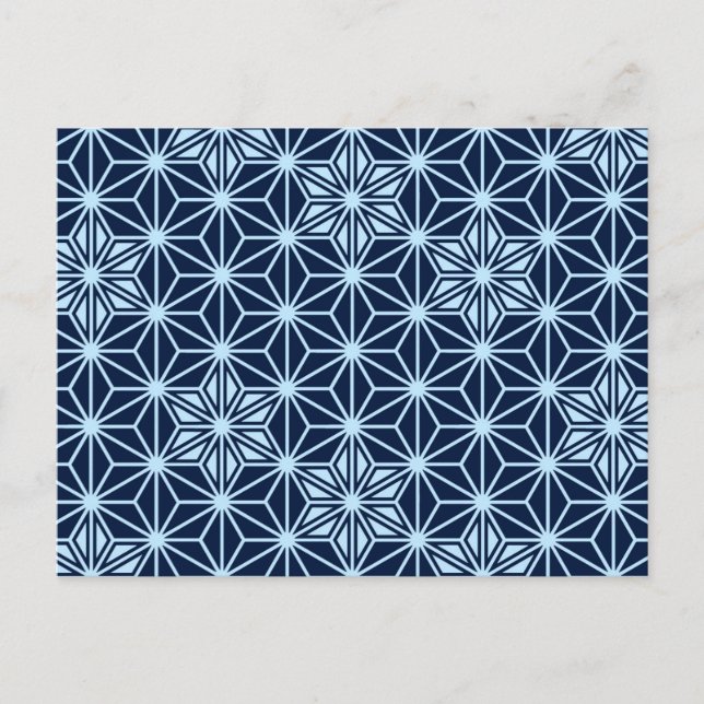 Japanese Asanoha pattern - Indigo Blue Postcard (Front)