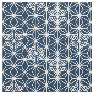 Japanese Asanoha pattern - indigo blue & white Fabric